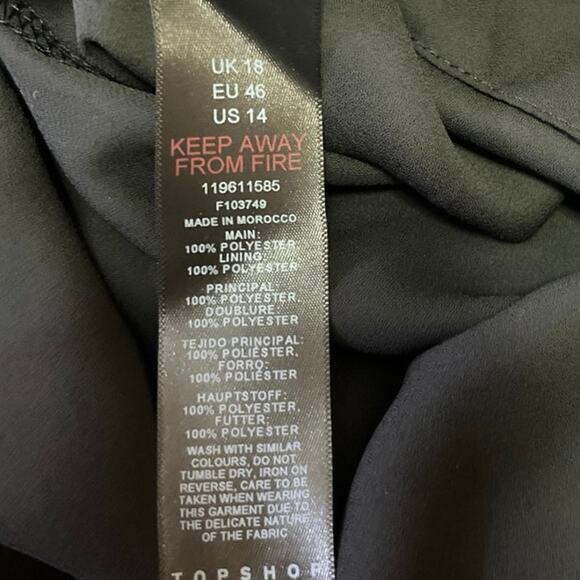 Topshop Blue Checkered Floral Fluted Seamed Asymmetric High Neck Midi Dress 14 - Picture 5 of 5